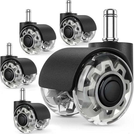 Set mit 5 Bürostuhlrollen, 11 x 22 mm Bürostuhlrolle, 360-Grad-Drehung ohne Kratzer, für harte Böden, Parkett, Teppich, Laminat, keine Bodenschutzmatte erforderlich. (1/4)