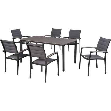 Pisa Set 7tlg Alu/Kunststoff Tisch 160 x 90 cm