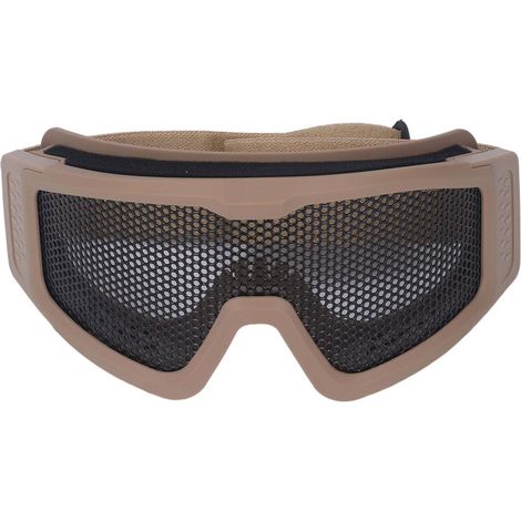 Lunettes de protection respirante anti-choc avec motif maille fer pour jeux militaires CS en extérieur, résistantes au vent et au sable, couleur kaki (1/5)