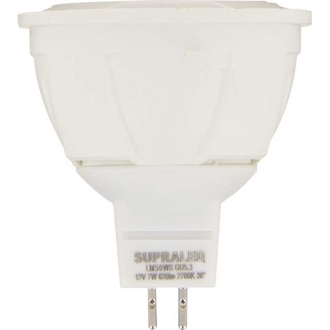 Ampoule LED Spot Culot GU5.3 conso. 7W eq. 50W 620 Lumens Blanc Chaud (1/2)