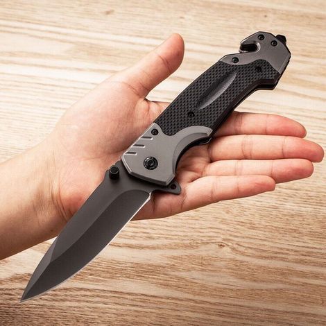 Couteau de poche de survie outdoor – système d'ouverture à une main et clip de ceinture – Couteau pliable de 22,5 cm (1/4)