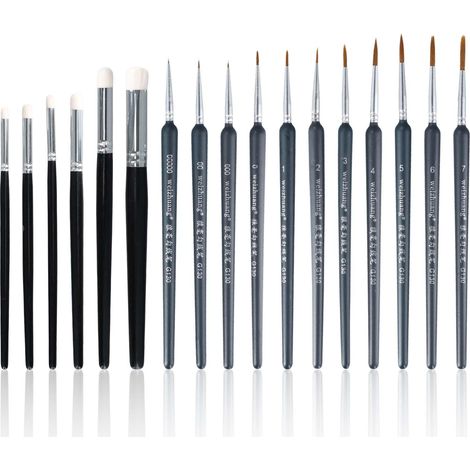 17 Pcs Pinceaux Peinture Acrylique, 6 Dry Brush et 11 Pinceaux Fins, Pinceau Aquarelle Différentes Tailles, Brushing, Miniature, Modelisme, Gouache, Figurine a Peindre, Peinture Numéros, No Shedding (1/5)
