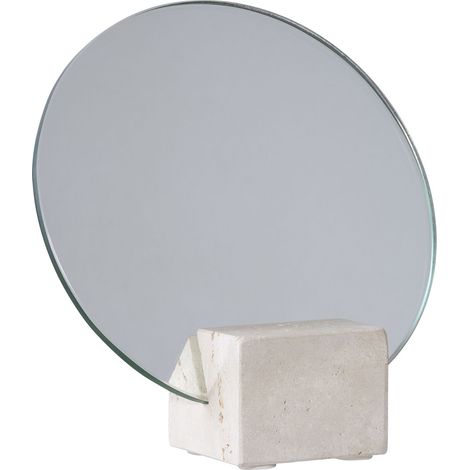Specchio da tavolo in travertino naturale ø18 cm