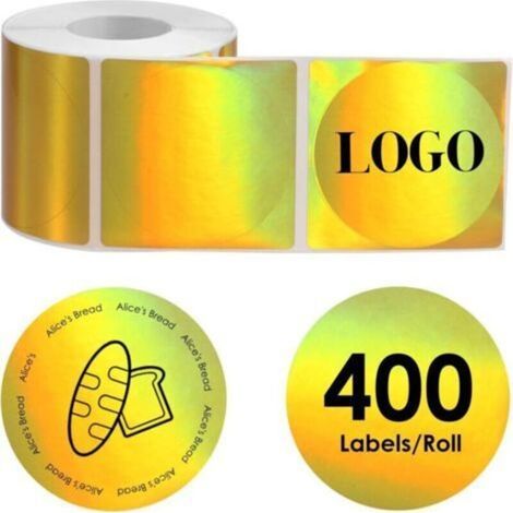 2 pièce Lot de 400 étiquettes thermiques rondes 50 mm autocollantes pour imprimante thermique, imperméables, résistantes à l'huile et aux rayures, pour logos, étiquettes de remerciement, adres (1/4)