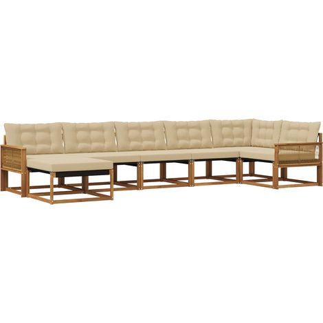 Outdoor Sofa Set with Cushion 7 pcs Natural and Beige vidaXL (1/5)