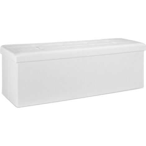 Pouf contenitore pieghevole seduta imbottita 38 x 114 x 38 cm in lino grigio 130005139
