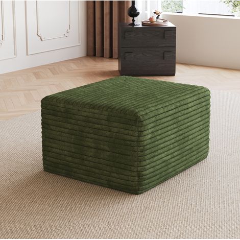 Pouf modulare 72x18x18 cm, senza montaggio, spedizione arrotolata, tessuto in velluto a coste verde (1/5)