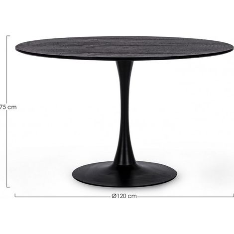 Tavolo Bloom rotondo con struttura in acciaio verniciato, piano in legno -120 cm / Nero (1/5)