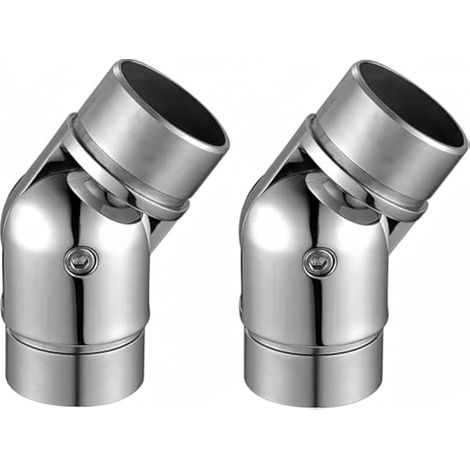 2 Pcs Stainless Steel Handrail Connector Kit Adjustable Angle 42.4mm for Stairs, Balconies and Outdoor Spaces, Easy Installation (1/5)