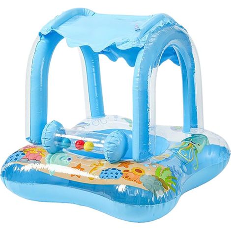Flotador de natación para bebés con protección solar - flotador inflable para niños  flotador resistente a los rayos UV  aro de seguridad portátil para el agua (1/3)