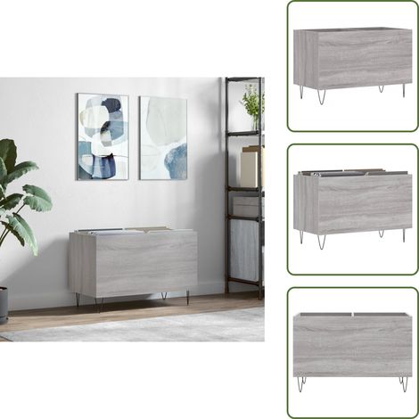 Armoire à disques sonoma gris 74,5x38x48 cm bois d'ingénierie - Meuble À Disques - Armoire À Vinyle - Rangement Disque Vinyle - Étagère Musique - Support Tournibox (1/5)