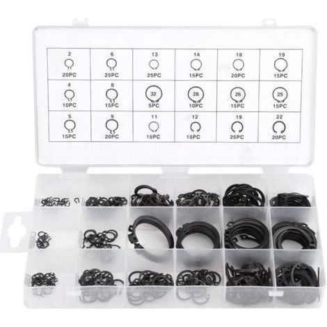 Assortimentde Circlips Externesde 300 Pièces, Type Métallique e-Clip Circlip Snap Clipde Retenue Kitde Baguede Retenue Accessoires pour La Rétentiondes Roulements (1/5)