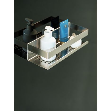WENKO Turbo-Loc® Wandablage Genova Matt, Befestigen ohne Bohren mit Spezial-Klebepad, Silber matt, Edelstahl rostfrei matt