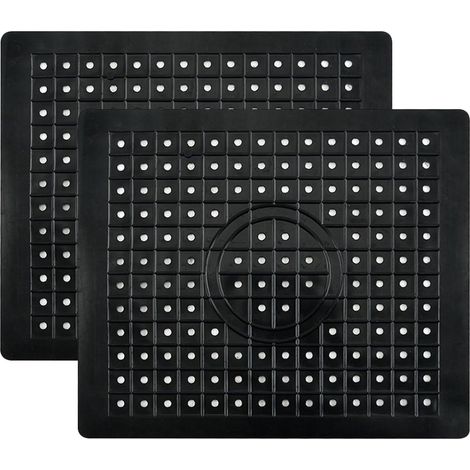 Tappetino per lavello - Set di 2 tappetini per lavello in gomma ecologica - Protezione regolabile per il fondo del lavello - Drenaggio rapido - 31 x 26 cm - Nero - Protegge lavello e stoviglie da graf (1/5)