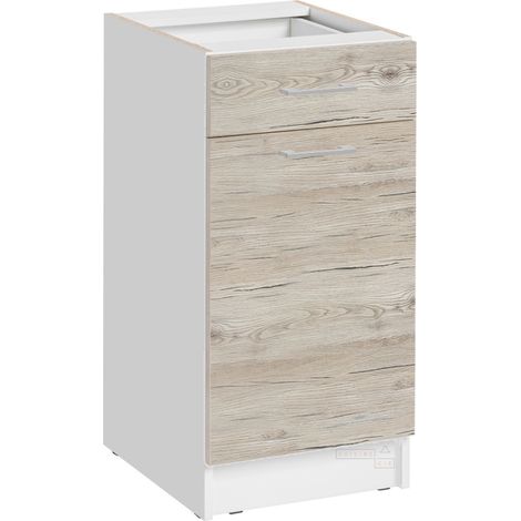 Mobile base da cucina Eco Noce sbiancato a 1 anta 1 cassetto L 40 cm (1/5)