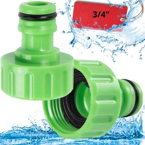 Attacco per rubinetto da 3/4". Con filettatura per raccordo rapido e guarnizione per tubo da giardino. (1/5)