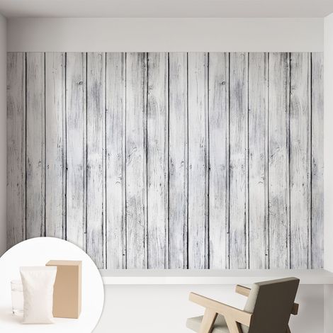 Papier peint intissé mural installation rapide du papier peint durable et résistante - Colle incluse gratuite Planches de bois 152x104 cm (1/5)