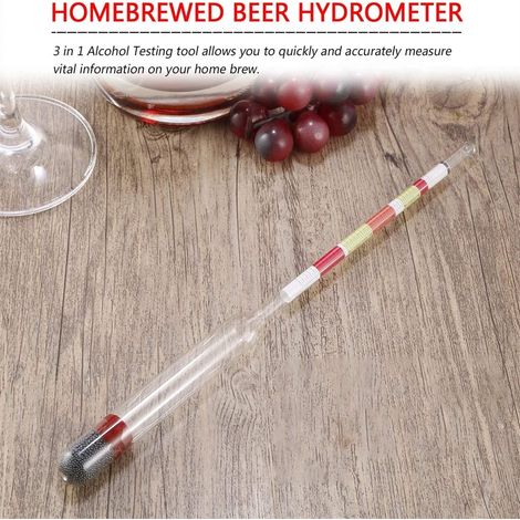 3-stufiges Hydrometer, Alkohol-Brix-Meter, 3-in-1-Dichtemesser für Wein und Bier (1/5)