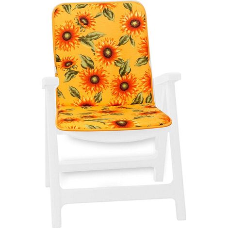 Cuscino Sedia Poltrona Morbido Girasoli Coprisedia Giardino Interno Esterno 100% Made In Italy - Giallo