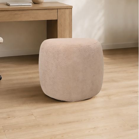 POUF TRIANGOLARE CM 46X46 H 42CM IN TESSUTO EFFETTO BOUCLE' BEIGE (1/2)