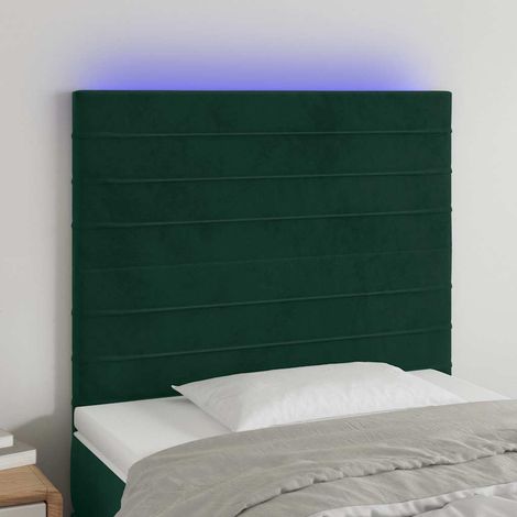 vidaXL Cabecero con luces LED terciopelo verde oscuro 90x5x118/128 cm (1/5)
