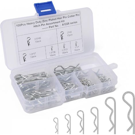 Goupilles Fendues en Acier Inoxydable,Goupille D'Attelage à Ressort,Goupilles Fendues Retenant 100PC Assortiment de Goupilles à Ressort pour Voitures Mécaniciens Équipement de Puissance,etc (1/5)