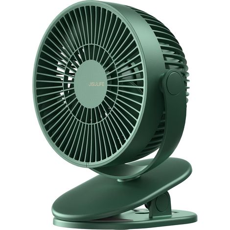 Mini ventilatore a clip, piccolo ventilatore USB con batteria ricaricabile da 4000 mAh, 3 velocità, massimo 14 ore, piccolo e silenzioso per letto, scrivania, passeggino - Verde scuro