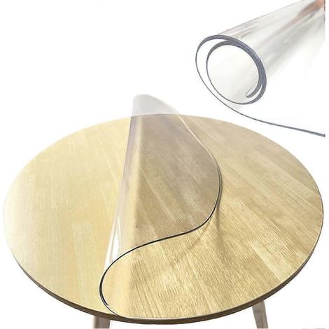 Ecleanfy - Nappe ronde transparente en PVC, épaisseur 2 mm, imperméable - Taille Xin : 90 cm (1/5)