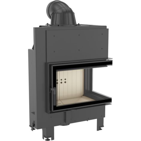 Insert cheminée MBM 10 BS vitre à droite vitre courbée + 2 bouches recuperateur (1/4)