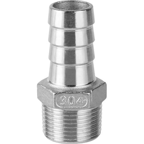 Raccord de tuyau mâle BSPT 1" vers embout de 8 mm en acier inoxydable 304, résistant aux fuites et à la corrosion. (1/5)