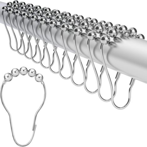 Set mit 24 Duschvorhanghakenringen, Edelstahl-Badevorhangringe für Badezimmer