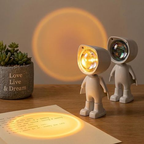 Lampe projecteur - Projecteur coucher de soleil - Veilleuse LED - Luminosité réglable - Commande tactile - Rotation à 360° - Chargement USB - Idéale pour la décoration de chambre et la photographie (d (1/5)