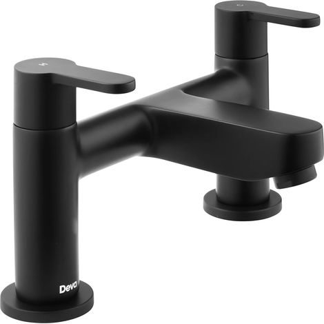 Deva Ethos Pillar Mounted Bath Filler Tap - Matt Black (1/2)
