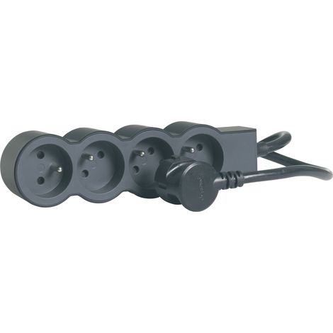 LEGRAND - Rallonge multiprise extra-plate avec 4 prises de courant avec terre avec cordon 1,5m - noir et gris foncé (1/5)
