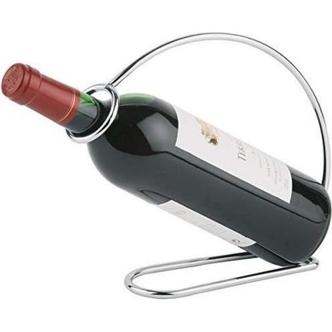 Porte-Bouteilles - Métal Chromé - Pour Vin - 20 cm Hauteur - 6 x 23 cm - 1 Pièce