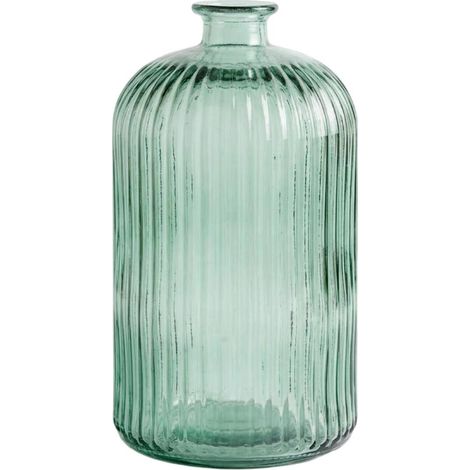 Vase Design en Verre Strié "Luz" 23cm Vert