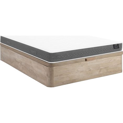 Ensemble 140 x 190 cm sommier coffre naturel clair + matelas ressorts ensachés ép.20cm - ENOROS de YSMÉE
