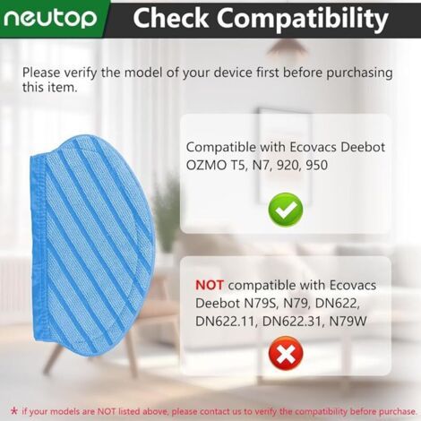 FOREHILL Lot de 12 Chiffons de Rechange en Microfibre compatibles avec Les aspirateurs Robots Ecovacs Deebot OZMO 920, 950, T5, T5 Ma (1/4)