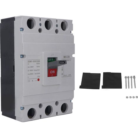 Disjoncteur PC ignifuge 630A 3P 380VAC, protection contre surcharge et court-circuit, matériau retardateur de flamme, tripolaire, usage industriel (1/5)