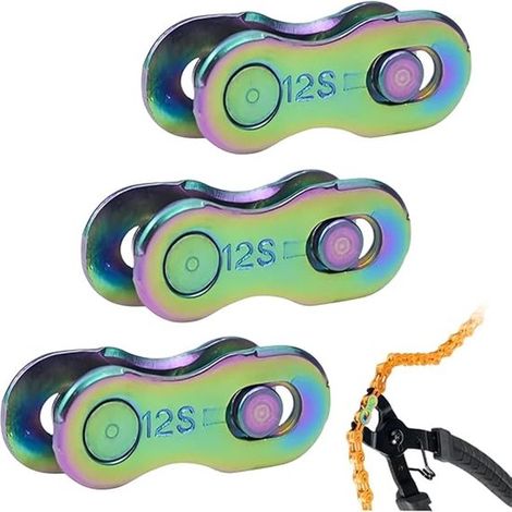 3 pares de enganches rápidos para cadena,soporte para bicicleta de montaña de 12 velocidades,enganche rápido para cadena de bicicleta (1/5)