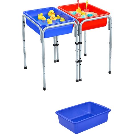 Mesa sensorial, bandeja de doble cara, contenedores de almacenamiento plegables, metal de 40 cm, 2 piezas (1/2)