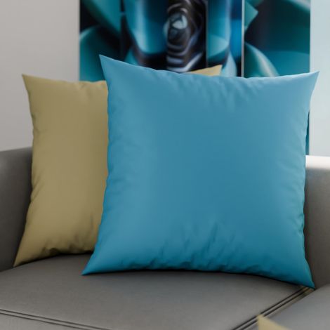 Lot de 2 Taies d'oreiller de Lit 35x35 cm, Housses de Coussin Unies Double Face Taupe et Bleu Ciel, Taie Oreiller 100% Microfibre, Fabriqué en Italie (1/3)