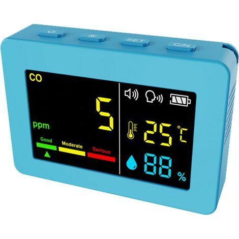 Compteur portable de qualité de l’air 3 en 1, CO, température et humidité, écran couleur, détecteur de monoxyde de carbone avec alarme vocale et affichage de la batterie,de