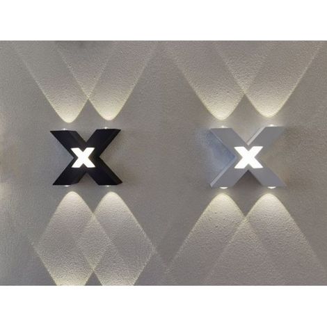 Applique Murale Extérieure Forme X - Aluminium - IP65 - 4x1+3 W - 85-265 V - Pour Cour Jardin Façade - 1 Pièce (1/4)