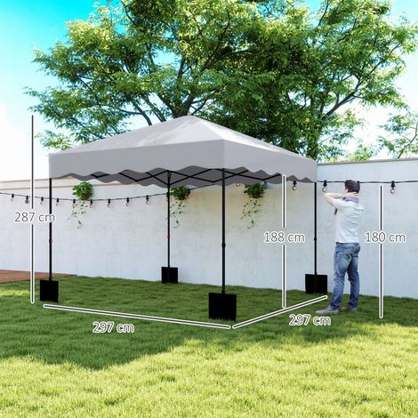 Gazebo 3x3 m pliant UV50+,résistant eau,sac roulant inclus. Modèle gris clair facile à monter pour jardin camping. (1/5)