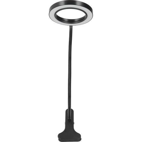LED-Ring-Schreibtischlampe mit Klemme, 3 Farben, 10 Helligkeitsstufen, flexiblem Schwanenhals, USB-Stromversorgung, mit Fernbedienung (1/5)