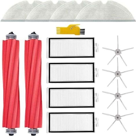 Kit d'accessoires pour Roborock Q7 Max+ Q7 Max Q7+ Q7 Robot Aspirateur Pièces de rechange 14 Packs 2 Brosses principales & 4 Filtres & 4 Brosses latérales & 4 Balais à franges (1/4)