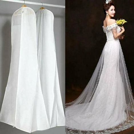 Borsa porta abiti traspirante adatta per abiti da sposa - Bianca - 180 cm