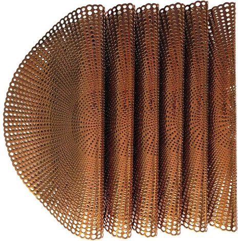 Wintop Lot de 6 Sets de Table Ronds en Vinyle métallique avec Motif Creux en Forme de Goutte d'eau graduelle pour Table de Salle à Manger Durable Antidérapant Cuivre 41,9 cm'Parent'Raindrop Copper'16. (1/5)