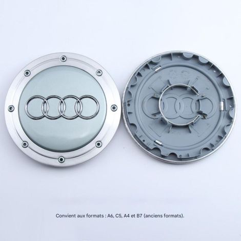 Cache-moyeu de roue 8 trous compatible Audi A6 C5, A4 B7, TT, A8 – Centre de jante, capuchon de moyeu pour jante voiture, accessoire roue auto en aluminium + ABS, kit 4 pièces – Vert (1/2)